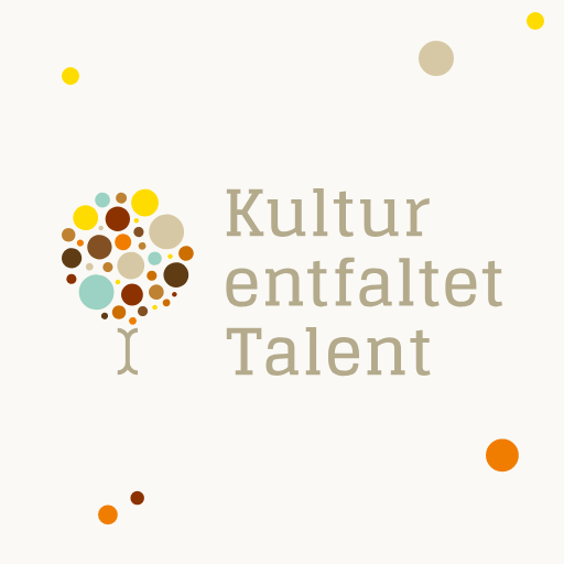 Das stilvolle Kultur entfaltet Talent-Logo auf hellem Hintergrund.