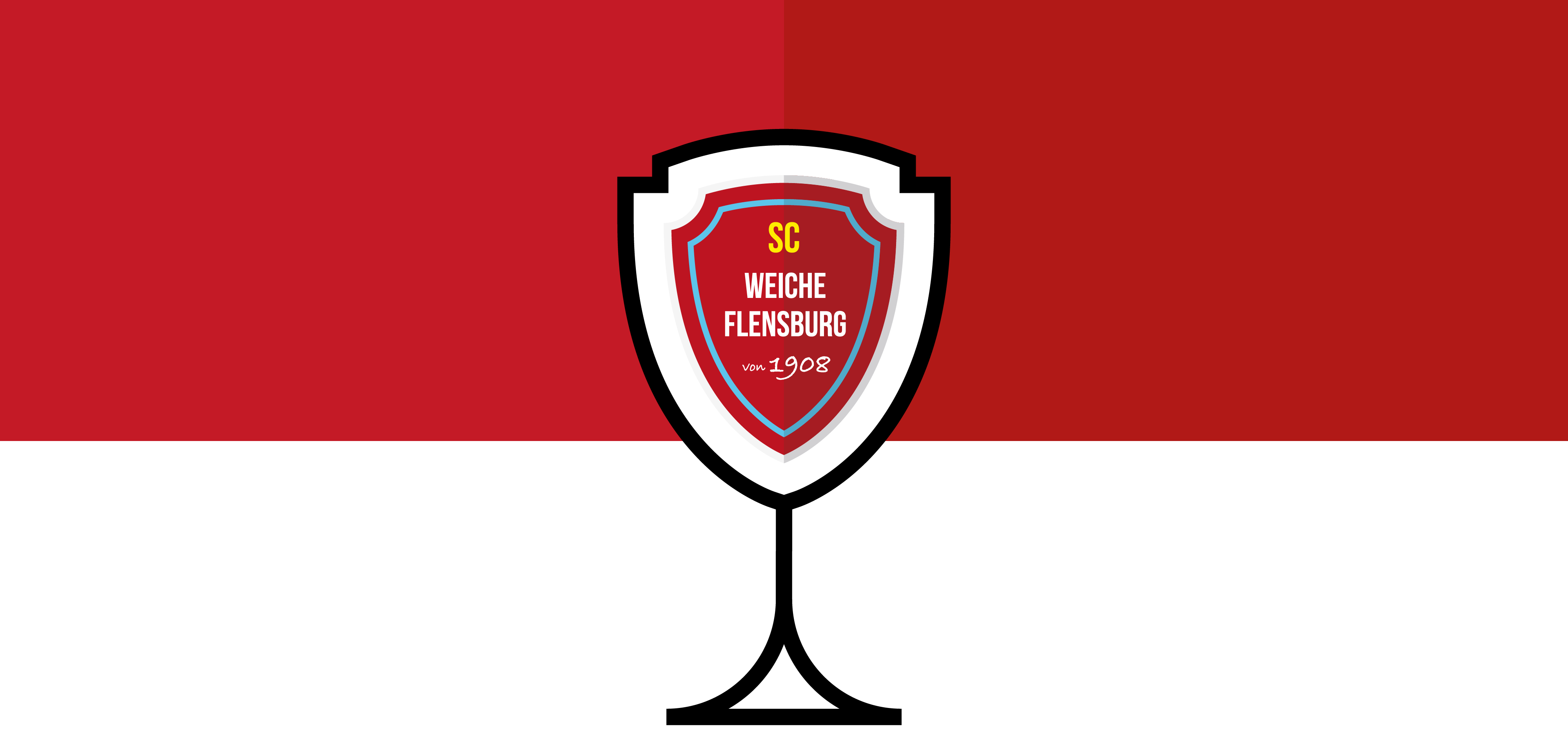 Das Logo des SC Weiche, rotweiß in Pokalform.